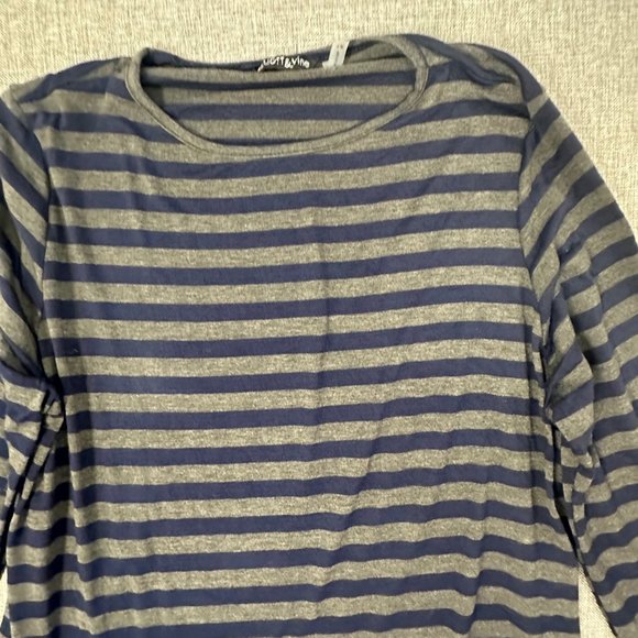 Elliott & Vine Tunic Dress Blue Gray Plus 1X Long Sleeve Round Neck Polyester & - Picture 4 of 13